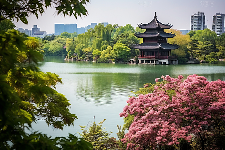 杭州城市风光都市旅行摄影图