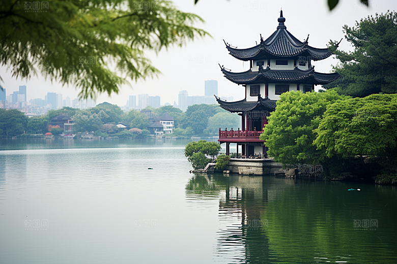 杭州城市风光国内游旅行摄影图
