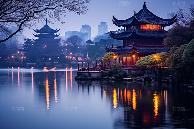 杭州城市风光景色高清摄影图