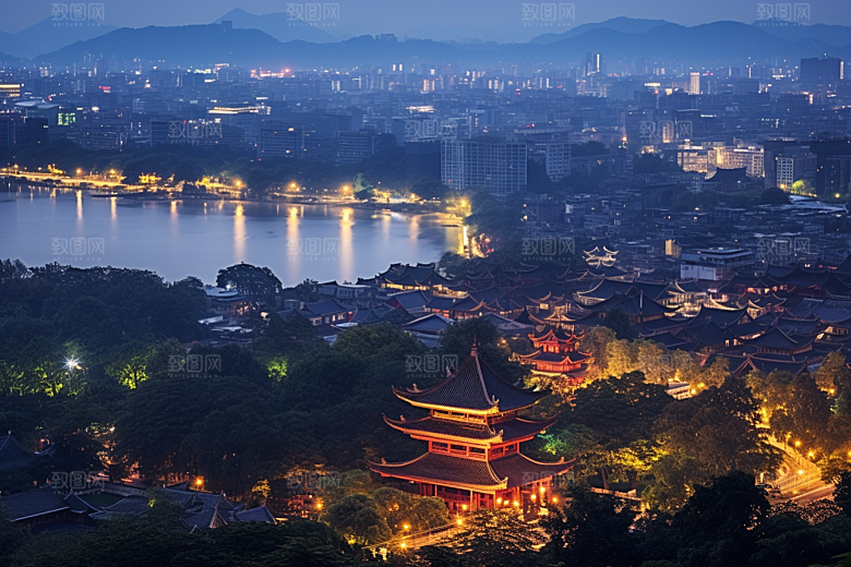 杭州城市风光都市旅行摄影图