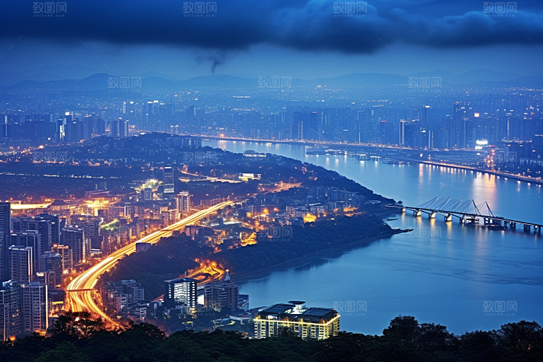 杭州城市风光江南都市摄影图
