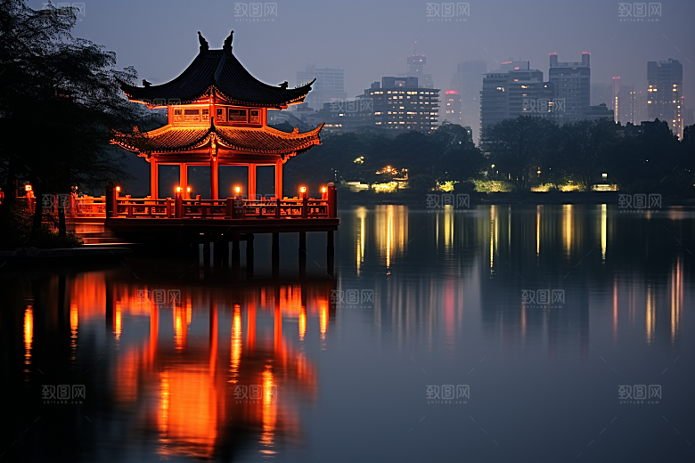杭州城市风光景色风景摄影图