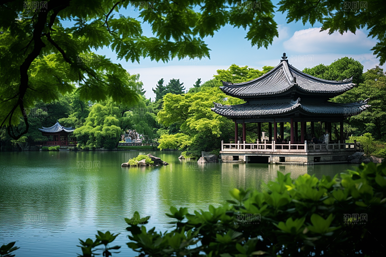 杭州城市风光旅行景点摄影图