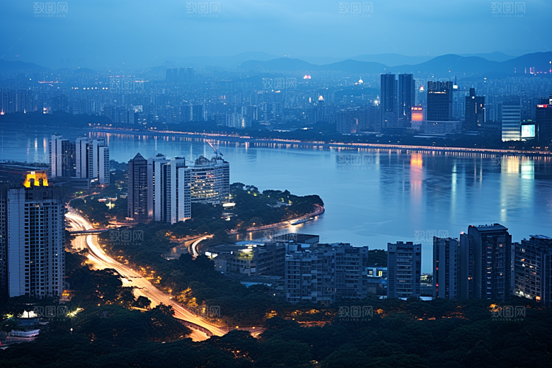 杭州城市风光风景都市摄影图