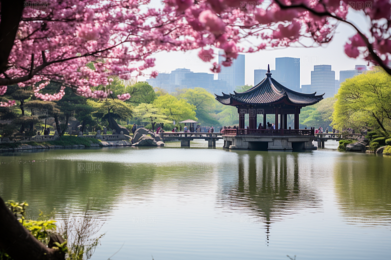 杭州城市风光南宋古都地标摄影图