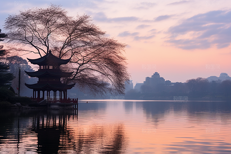 杭州城市风光景色地标摄影图