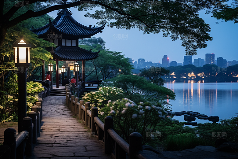 杭州城市风光江南旅行摄影图