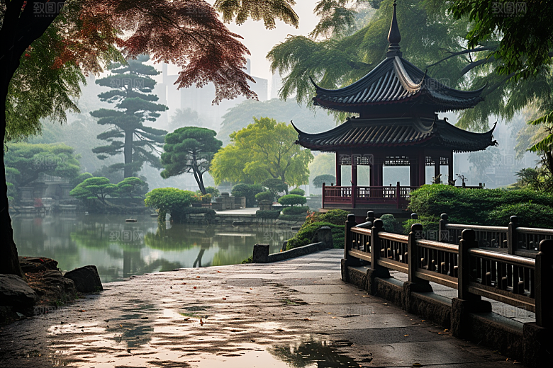 杭州城市风光景色地标摄影图