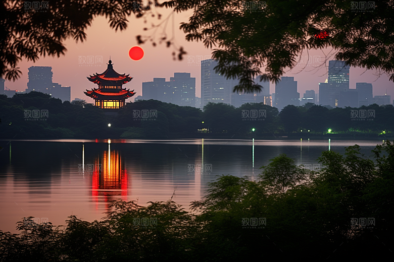 杭州城市风光景色江南摄影图