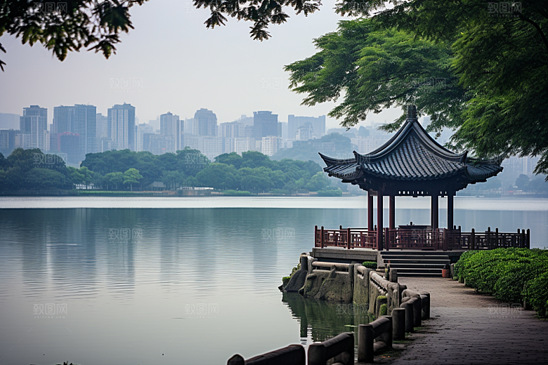杭州城市风光景色旅行摄影图