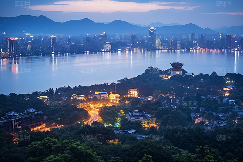 杭州城市风光景色地标摄影图