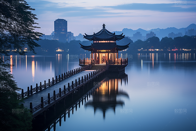 杭州城市风光旅游景点摄影图