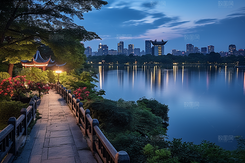 杭州城市风光地标都市摄影图