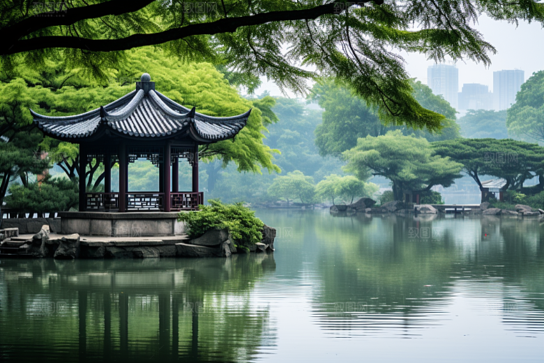 杭州城市风光风景地标摄影图