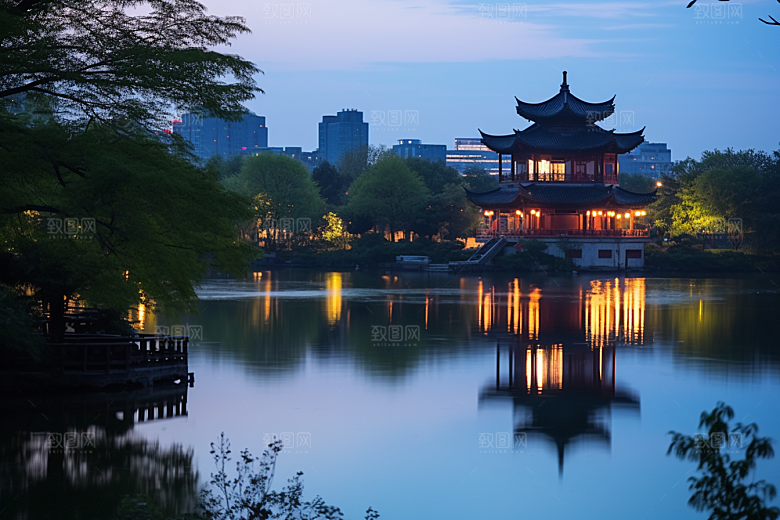 杭州城市风光地标旅游摄影图