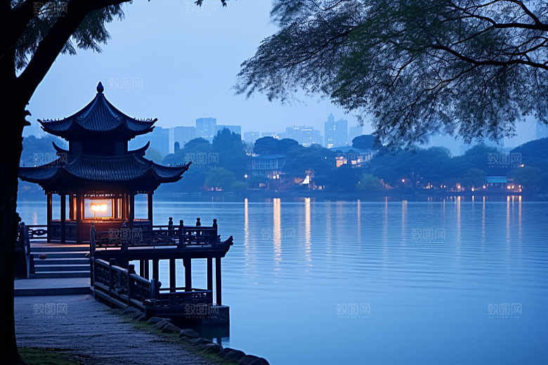 杭州城市风光风景景点摄影图