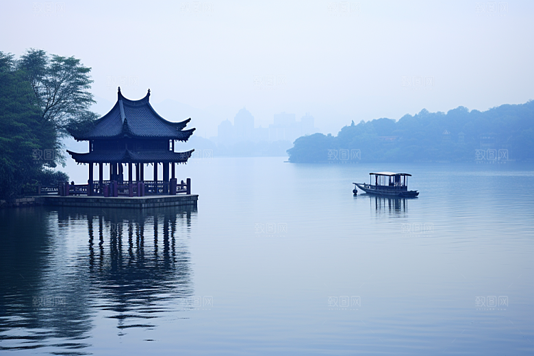 杭州城市风光风景景点摄影图