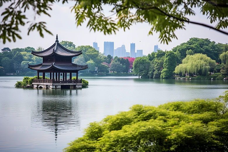 杭州城市风光江南旅行摄影图