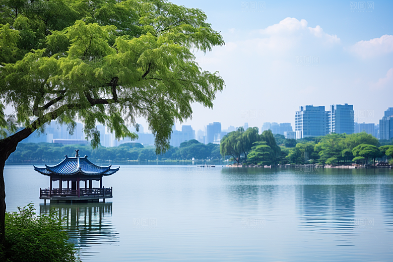 杭州城市风光景点景色摄影图