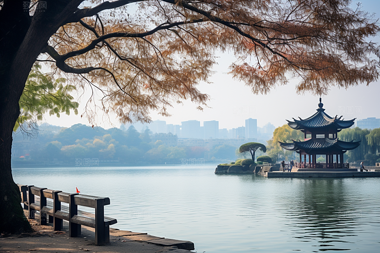 杭州城市风光地标都市摄影图