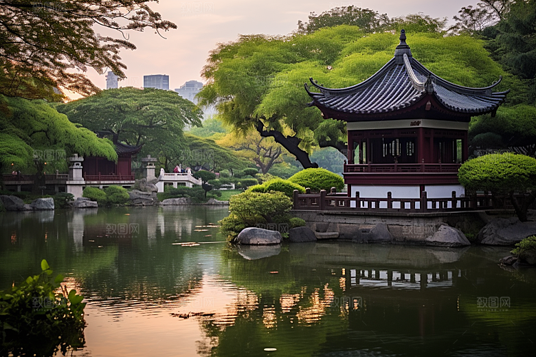 杭州城市风光地标江南摄影图