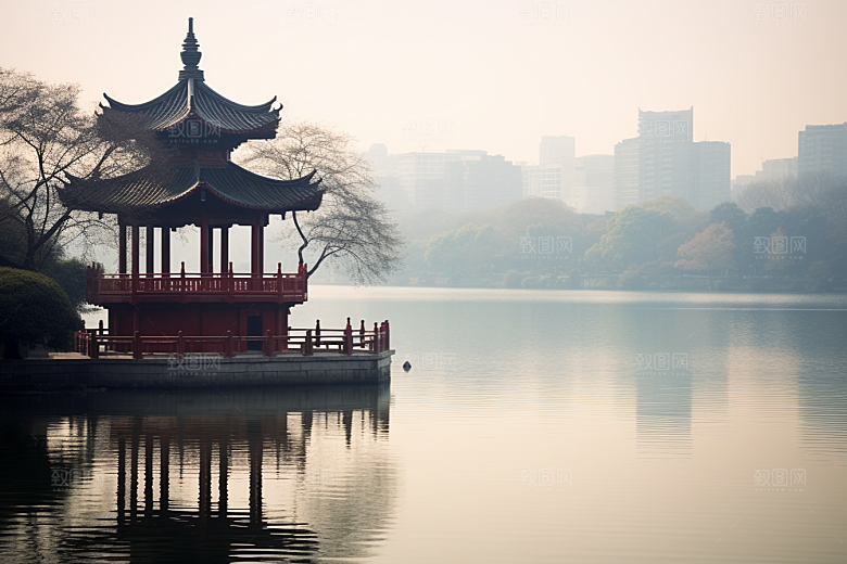 杭州城市风光风景景点摄影图