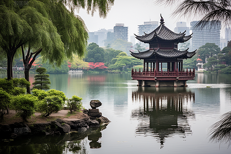 杭州城市风光都市地标摄影图