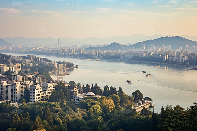 杭州城市风光江南国内游摄影图
