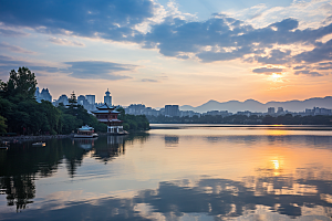 杭州城市风光江南景点摄影图