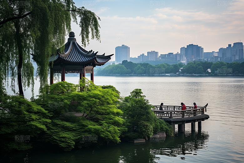 杭州城市风光地标景色摄影图