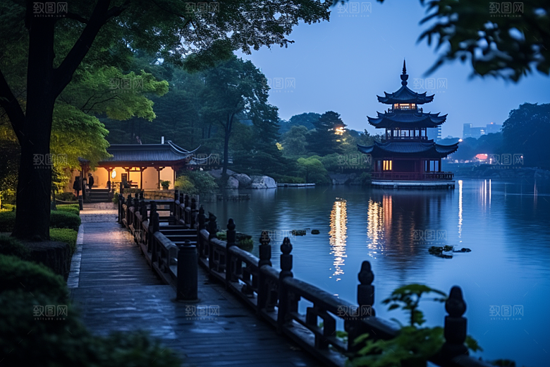 杭州城市风光江南旅行摄影图