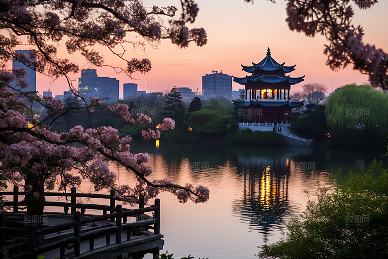 杭州城市风光江南旅行摄影图