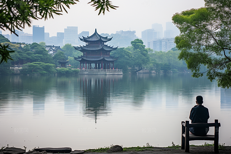 杭州城市风光景色旅游摄影图