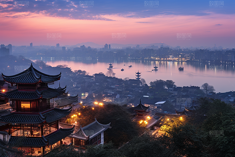 杭州城市风光高清都市摄影图