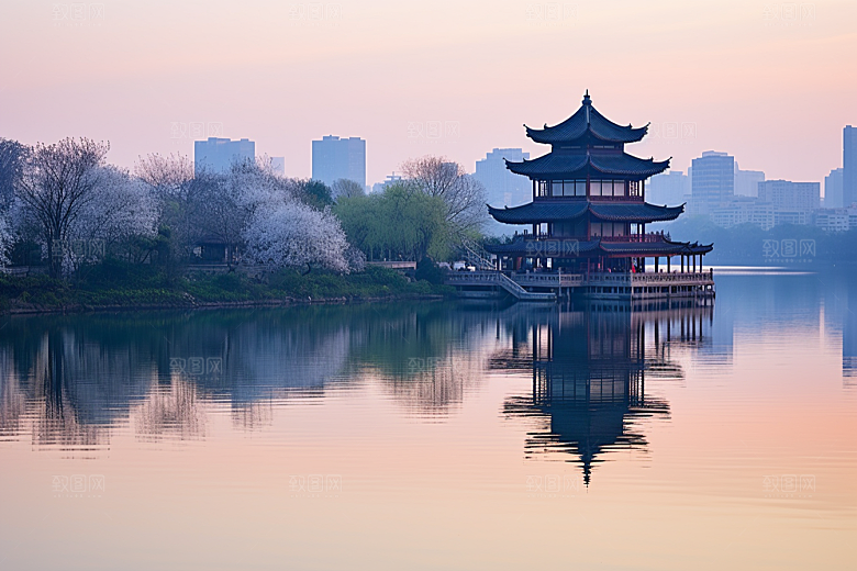 杭州城市风光江南旅行摄影图