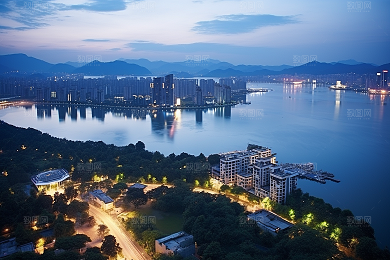 杭州城市风光景点都市摄影图