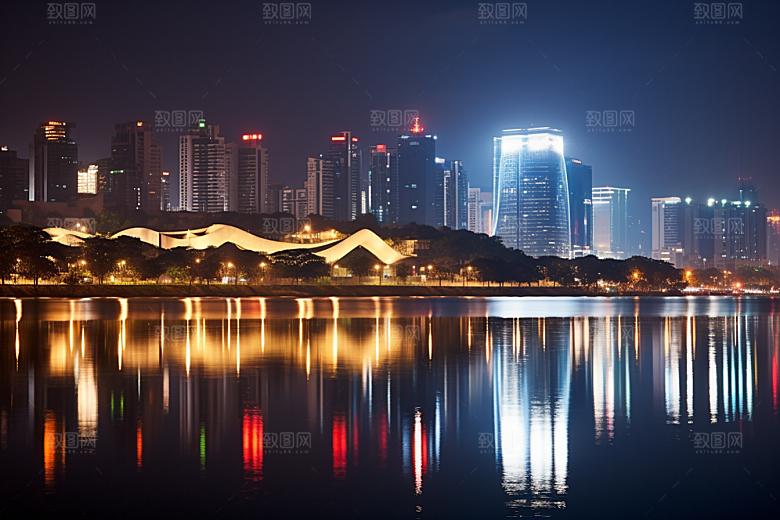 杭州城市风光地标都市摄影图