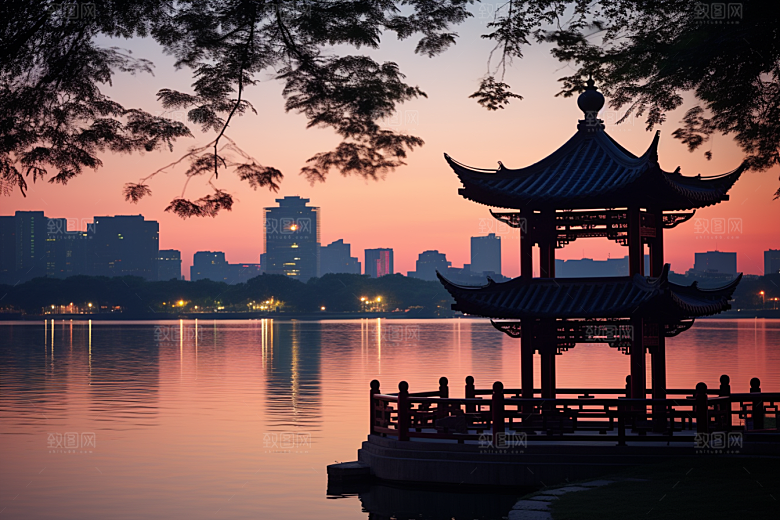 杭州城市风光国内游景点摄影图