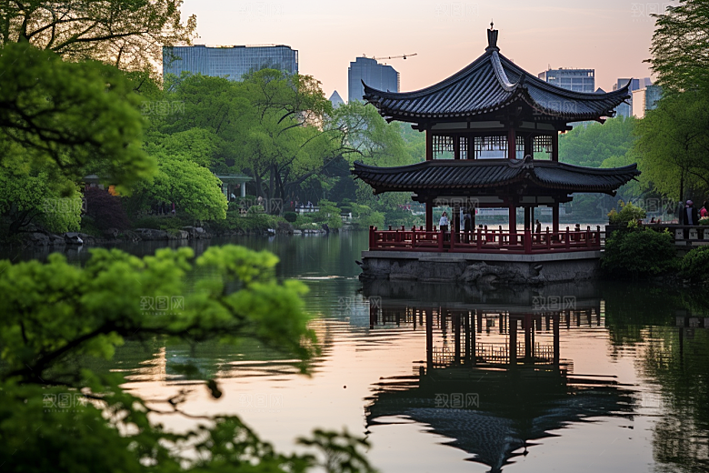 杭州城市风光江南地标摄影图