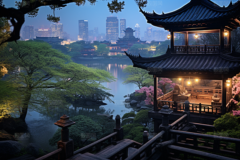 杭州城市风光景色旅游摄影图