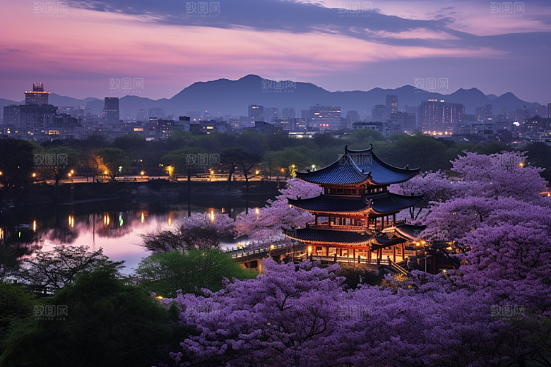 杭州城市风光景点旅游摄影图