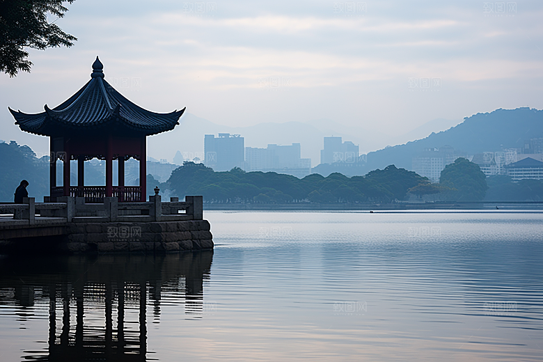杭州城市风光景点都市摄影图