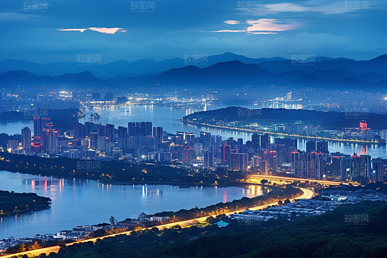 杭州城市风光景点旅行摄影图
