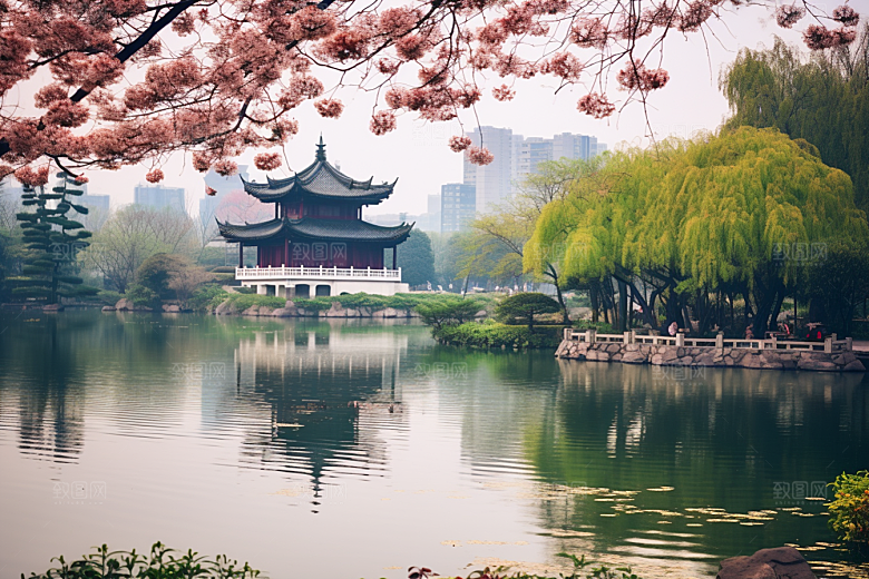 杭州城市风光景色旅行摄影图