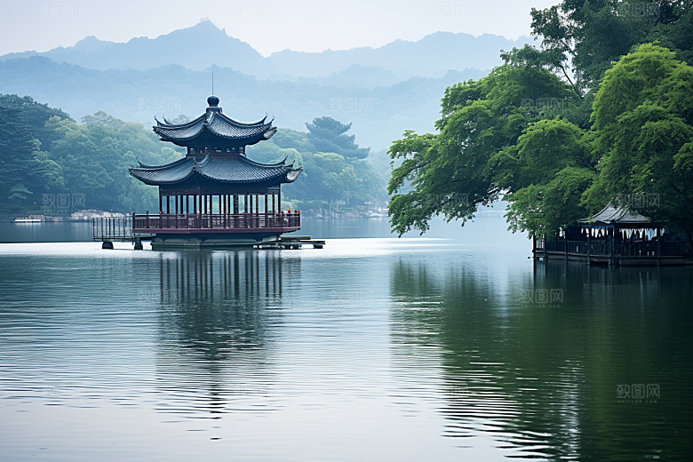 杭州城市风光风景景点摄影图