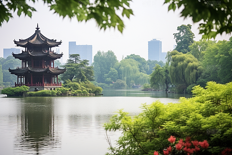 杭州城市风光景点南宋古都摄影图
