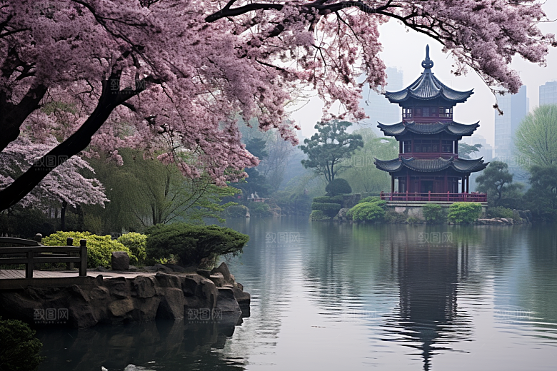 杭州城市风光南宋古都景点摄影图