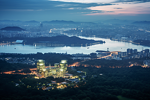 杭州城市风光旅行风景摄影图