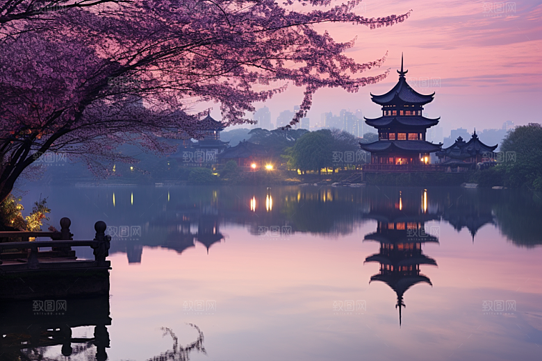 杭州城市风光国内游旅行摄影图