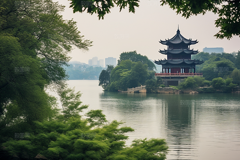 杭州城市风光南宋古都景点摄影图
